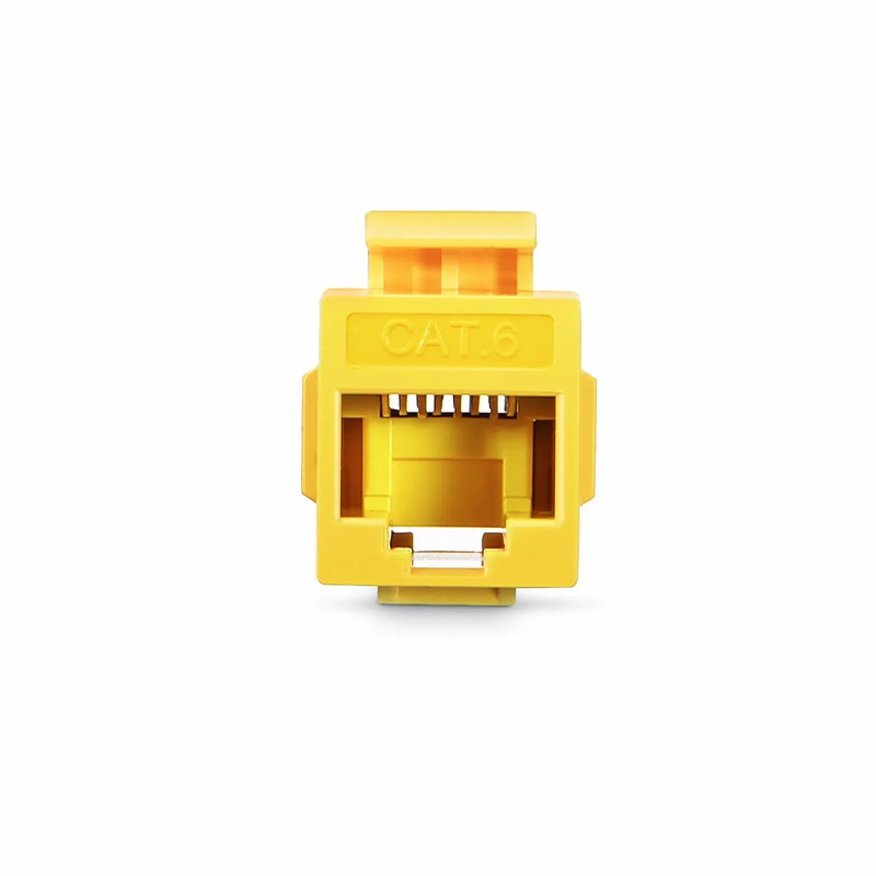 SFPS Cat6 Keystone RJ45 Coupler, Unshielded, Female to Female Insert Inline Coupler - Yellow (12pcs/Pack)