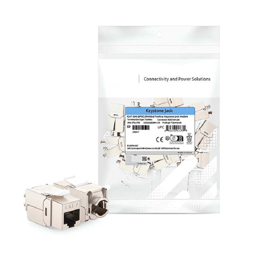 SFPS Cat7 RJ45 (8P8C) Shielded Toolless Keystone Jack Module (12Pcs/Pack)