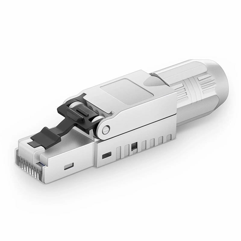 SFPS Cat5e/Cat6/Cat6a RJ45 Tool-Free Modular Plugs, Shielded Network Connectors for 23~26AWG Twisted Pair Solid or Stranded Cable (10/Pack)