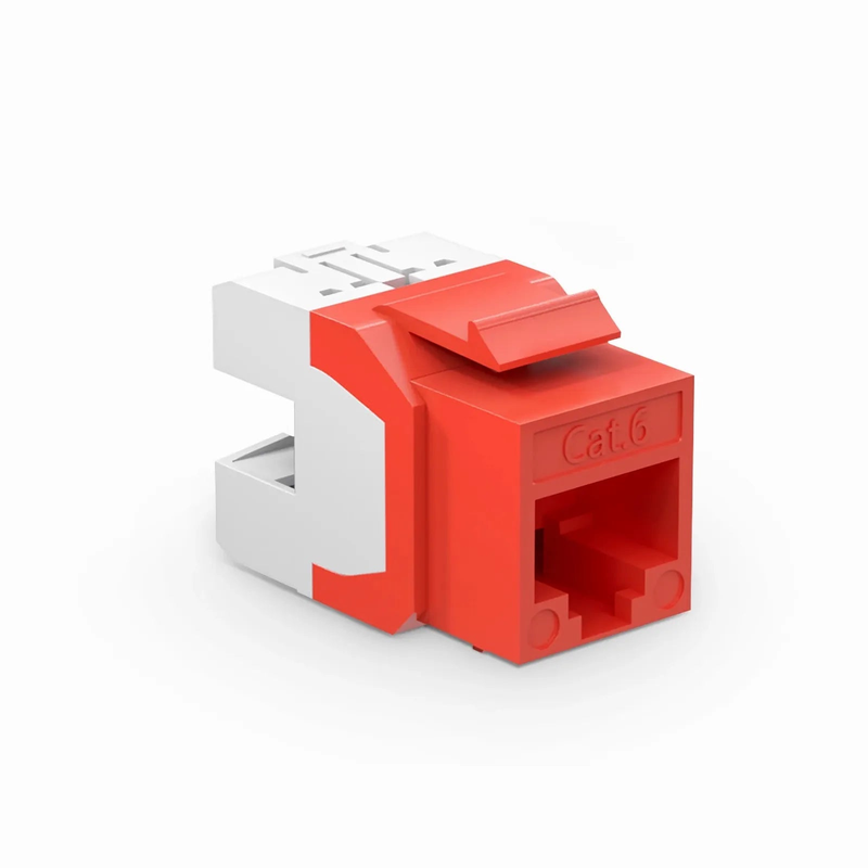 SFPS Cat6 RJ45 (8P8C) Unshielded Punch Down Keystone Jack Module, Red (10 pcs/Pack)