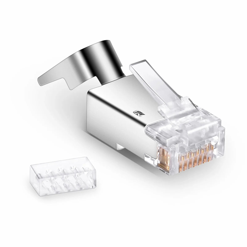 SFPS Cat6 RJ45 Standard Modular Plugs (Two-Piece Suit), Shielded Network Connectors for 23AWG Twisted Pair Solid or Stranded Cable (50/Pack)
