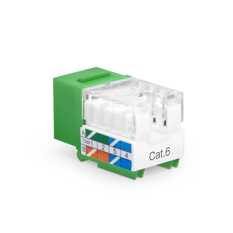 SFPS Cat6 RJ45 (8P8C) Unshielded Punch Down Keystone Jack Module, Green, 12Pcs/Pack