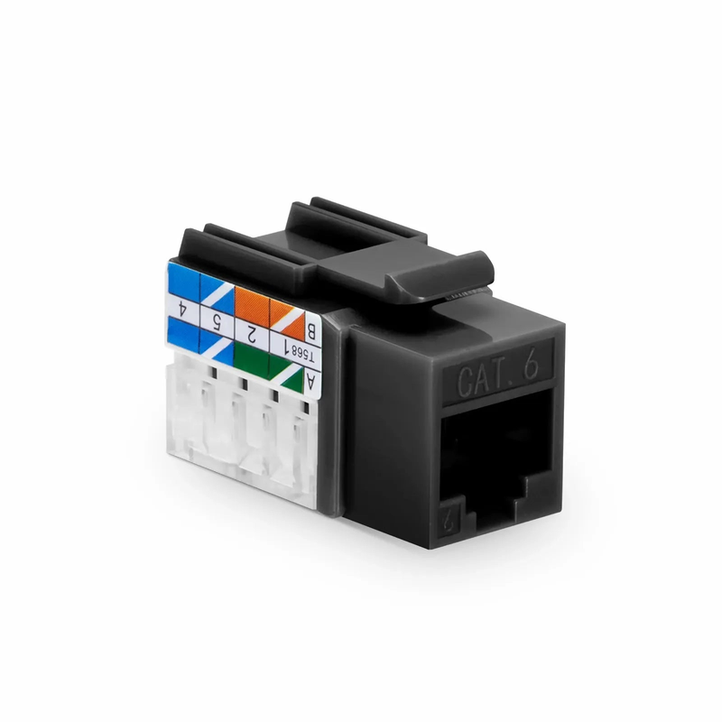 SFPS Cat6 RJ45 (8P8C) Unshielded Punch Down Keystone Jack Module, Black, 12Pcs/Pack