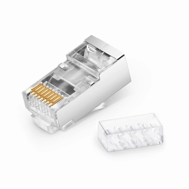 SFPS Cat6 RJ45 Standard Modular Plugs (Two-Piece Suit), Shielded Network Connectors for 26AWG Twisted Pair Solid or Stranded Cable (50/Pack)