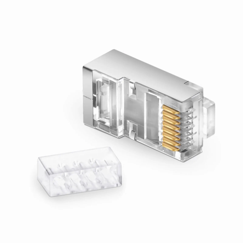 SFPS Cat6 RJ45 Standard Modular Plugs (Two-Piece Suit), Shielded Network Connectors for 26AWG Twisted Pair Solid or Stranded Cable (50/Pack)