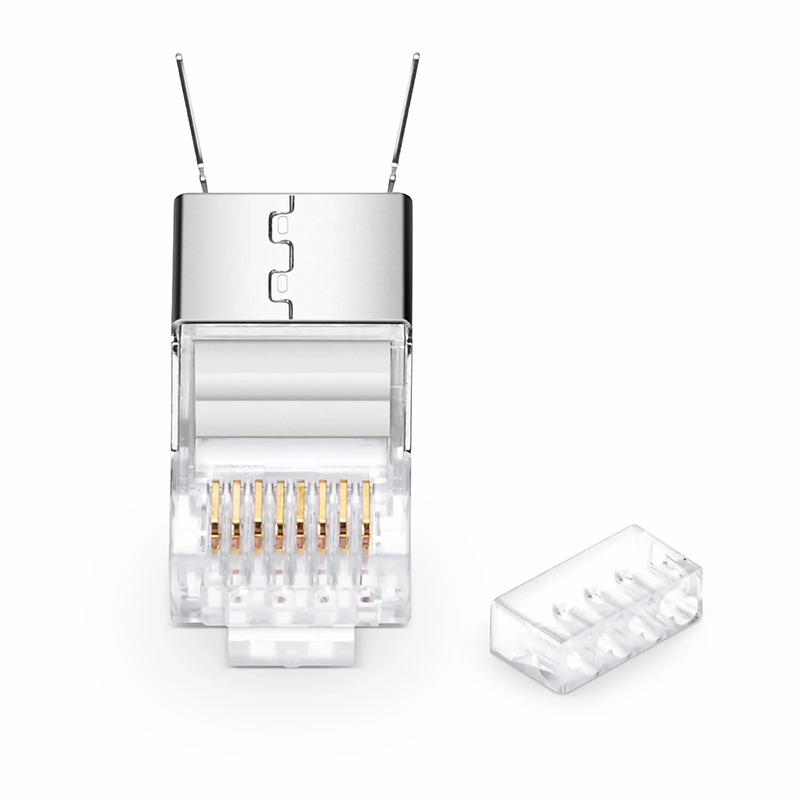 SFPS Cat6 RJ45 Standard Modular Plugs (Two-Piece Suit), Shielded Network Connectors for 23AWG Twisted Pair Solid or Stranded Cable (50/Pack)