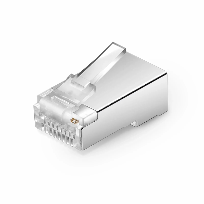 SFPS Cat5e RJ45 Standard Modular Plugs, Shielded Network Connectors for 24~26AWG Twisted Pair Solid or Stranded Cable (50/Pack)