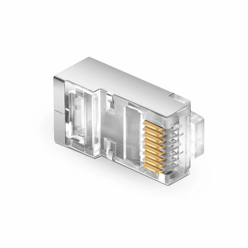 SFPS Cat5e RJ45 Standard Modular Plugs, Shielded Network Connectors for 24~26AWG Twisted Pair Solid or Stranded Cable (50/Pack)