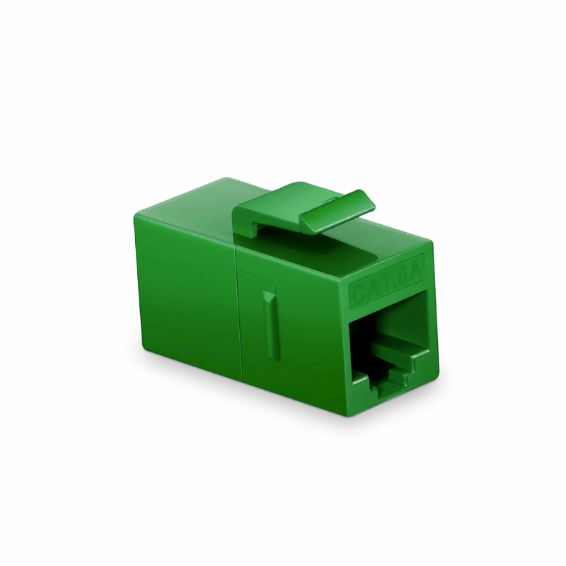 SFPS Cat6a Keystone RJ45 Coupler, Unshielded, Female to Female Insert Inline Coupler - Green
