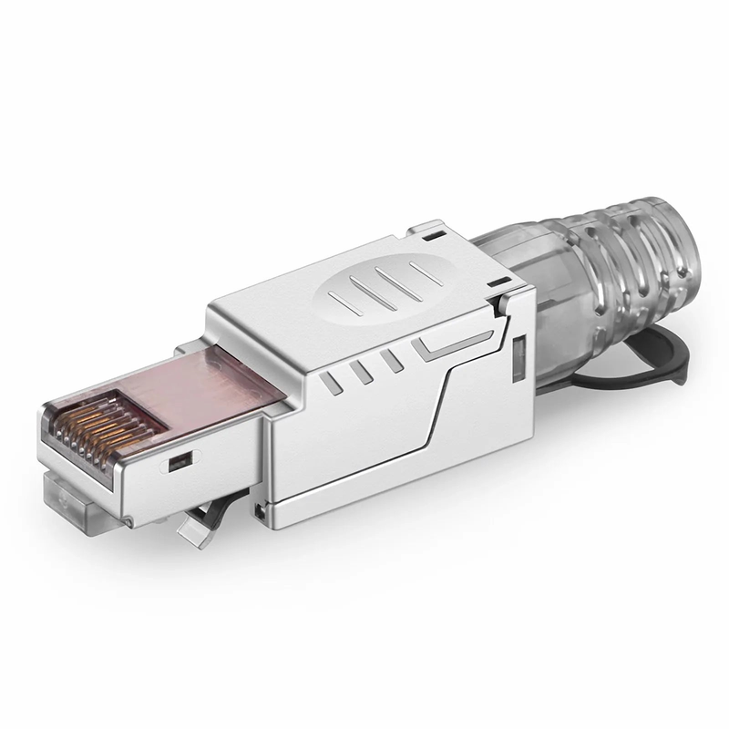 SFPS Cat5e/Cat6/Cat6a RJ45 Tool-Free Field Term Modular Plugs with Pull-tab, Shielded Network Connectors for 23~26AWG Twisted Pair Solid or Stranded Cable (10/Pack)