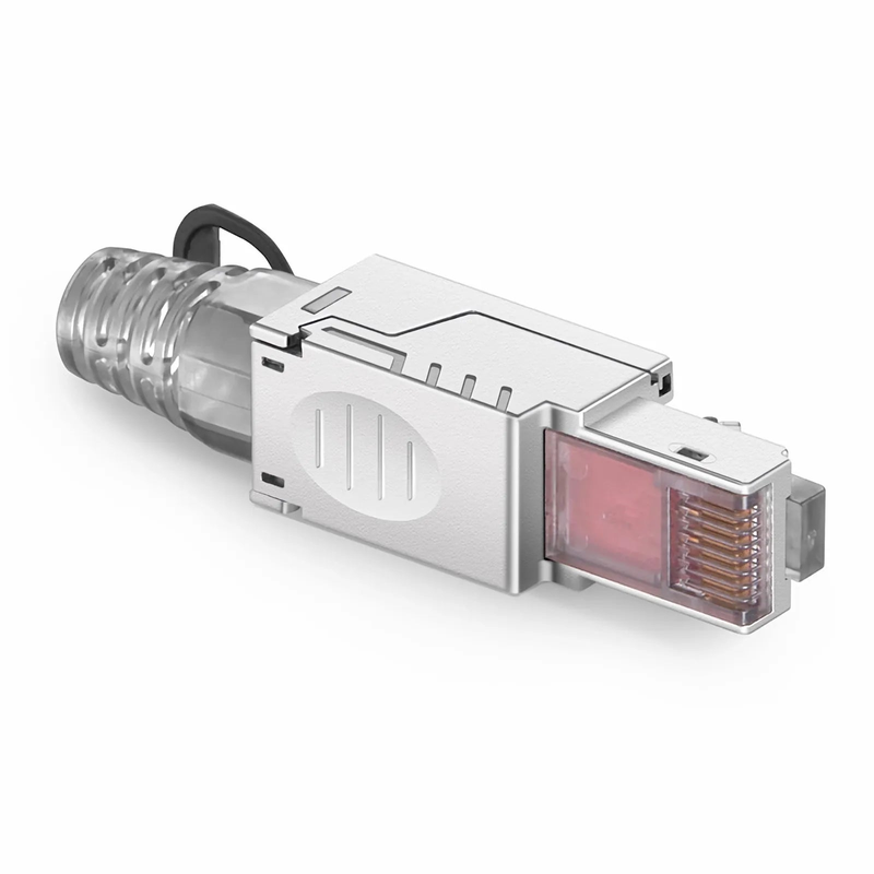 SFPS Cat5e/Cat6/Cat6a RJ45 Tool-Free Field Term Modular Plugs with Pull-tab, Shielded Network Connectors for 23~26AWG Twisted Pair Solid or Stranded Cable (10/Pack)