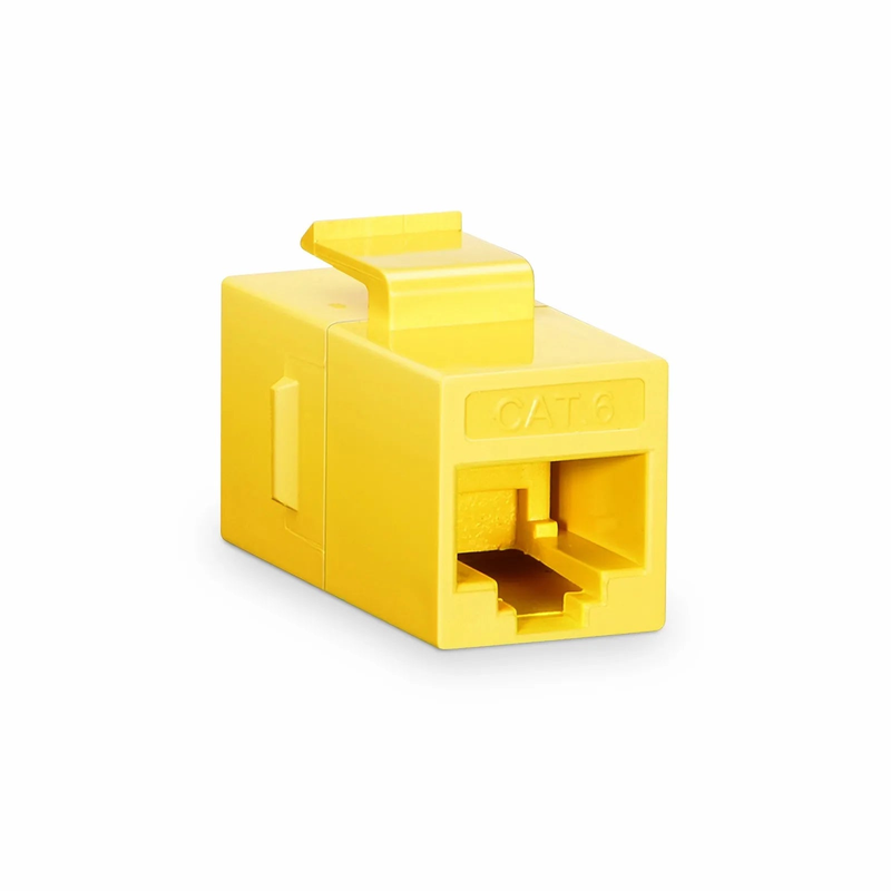 SFPS Cat6 Keystone RJ45 Coupler, Unshielded, Female to Female Insert Inline Coupler - Yellow (12pcs/Pack)