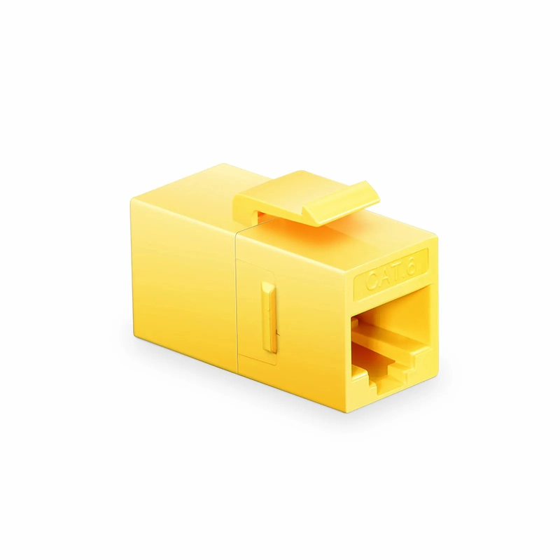 SFPS Cat6 Keystone RJ45 Coupler, Unshielded, Female to Female Insert Inline Coupler - Yellow (12pcs/Pack)