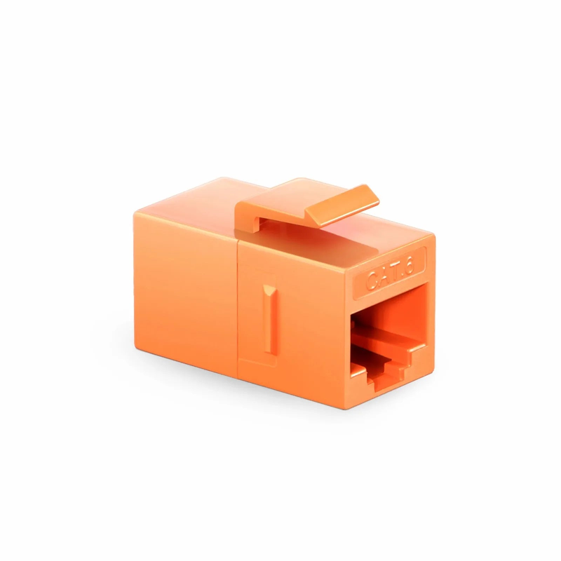 SFPS Cat6 Keystone RJ45 Coupler, Unshielded, Female to Female Insert Inline Coupler - Orange (12pcs/pack)