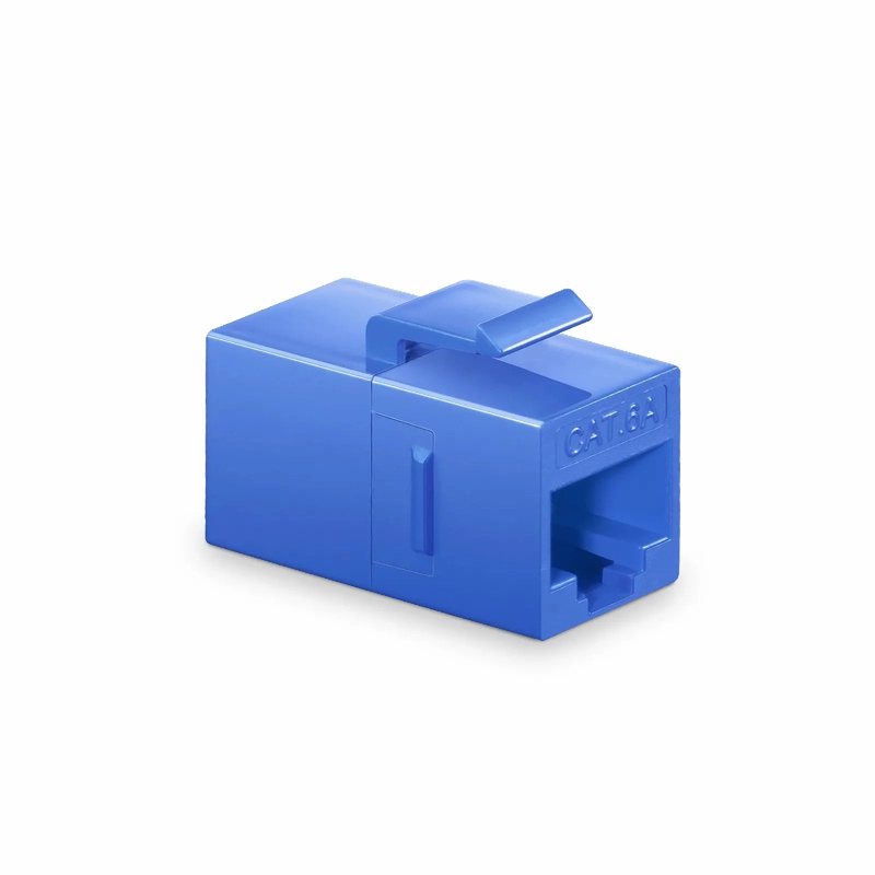 SFPS Cat6a Keystone RJ45 Coupler, Unshielded, Female to Female Insert Inline Coupler - Blue (12pcs/Pack)