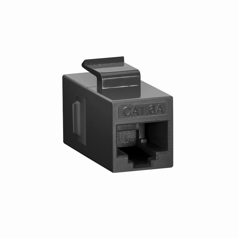 SFPS Cat6a Keystone RJ45 Coupler, Unshielded, Female to Female Insert Inline Coupler - Black (12pcs/pack)