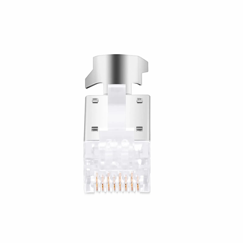 SFPS Cat5e RJ45 Pass Through Modular Plugs, Shielded Network Connectors for 24AWG Twisted Pair Solid or Stranded Cable (50/Pack)