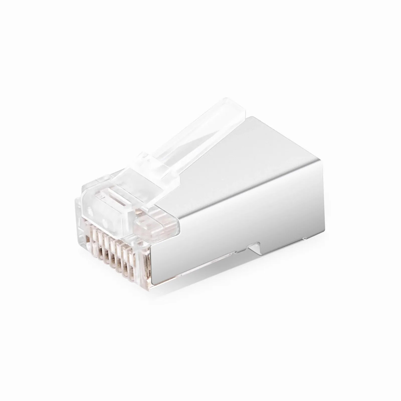 SFPS Cat6 RJ45 Pass Through Modular Plugs, Shielded Network Connectors for 24AWG Twisted Pair Solid or Stranded Cable (50/Pack)