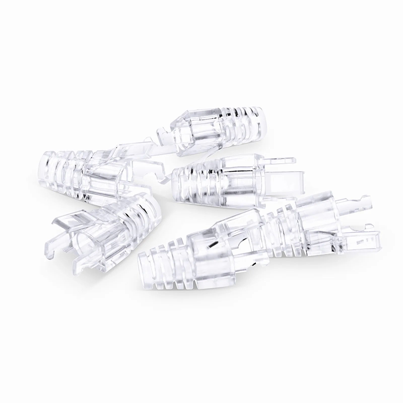SFPS Cat6 RJ45 Strain Relief Boots, 6.0-6.5mm OD for Cat6 UTP 23~24AWG, F/UTP 26AWG Ethernet Network Cable, Transparent, 50PCS/Pack