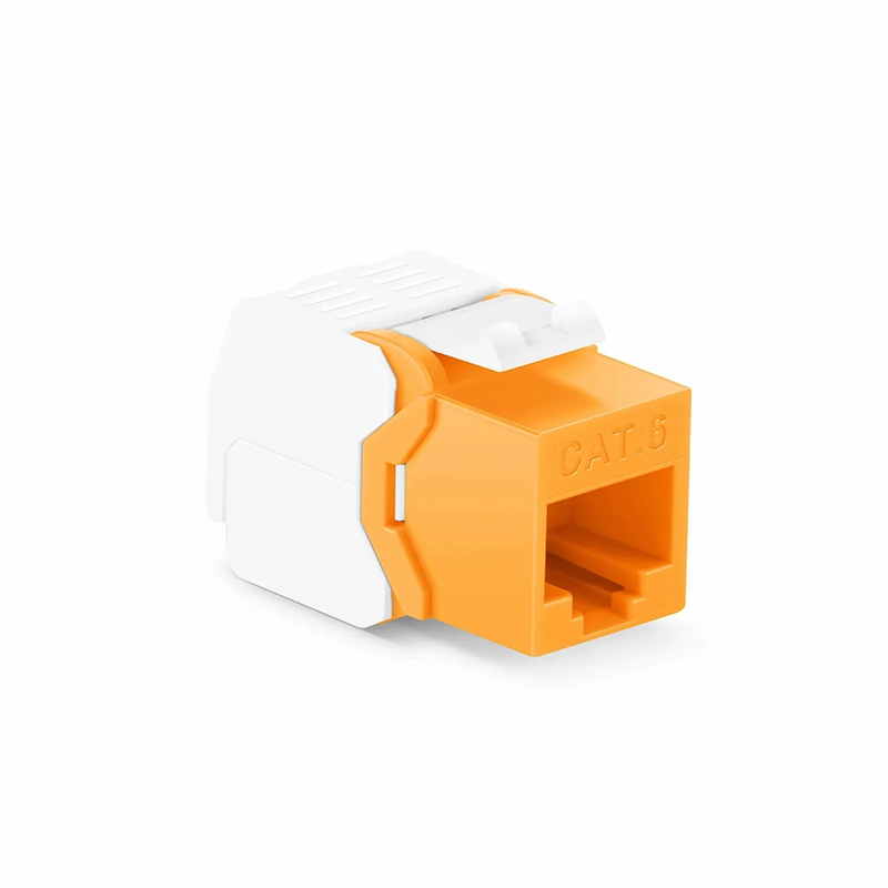 SFPS Cat6 RJ45 (8P8C) Unshielded Toolless Keystone Jack Module, Orange (10 pcs/Pack)