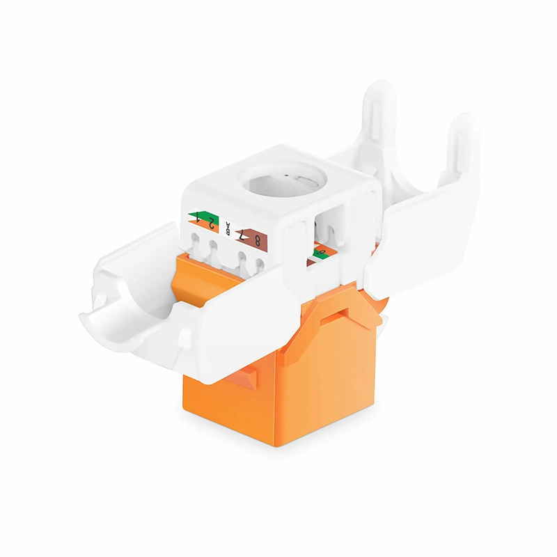 SFPS Cat6 RJ45 (8P8C) Unshielded Toolless Keystone Jack Module, Orange (10 pcs/Pack)