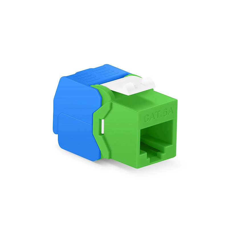 SFPS Cat6a RJ45 (8P8C) Unshielded Toolless Keystone Jack Module, Green (10 pcs/Pack)