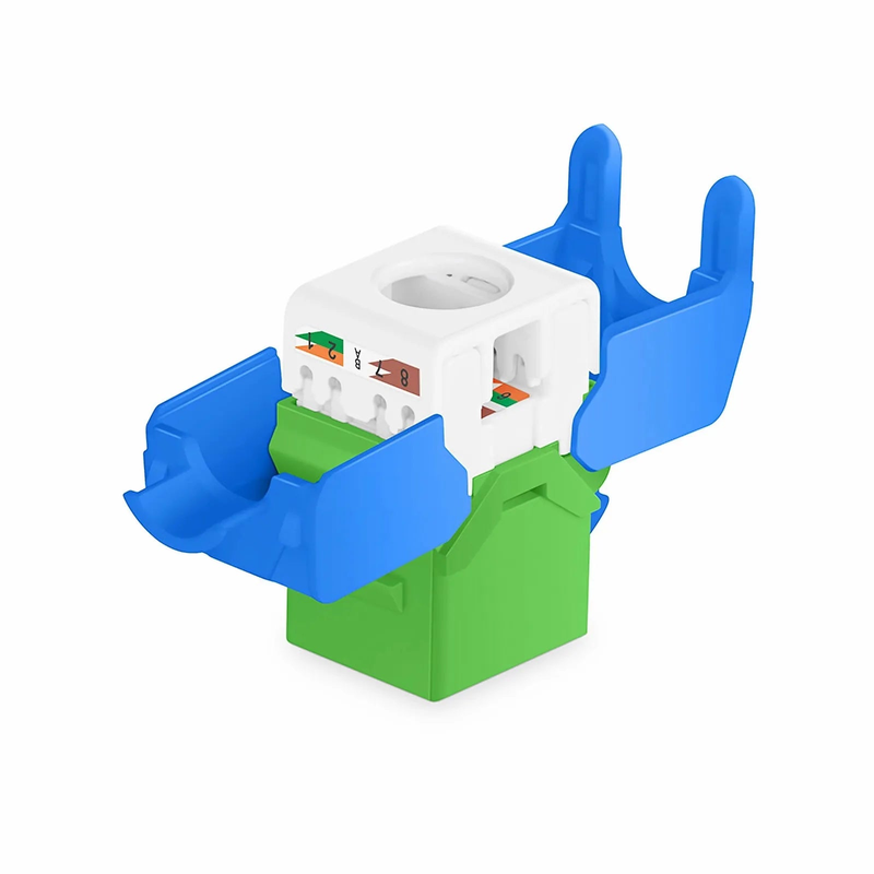 SFPS Cat6a RJ45 (8P8C) Unshielded Toolless Keystone Jack Module, Green (10 pcs/Pack)