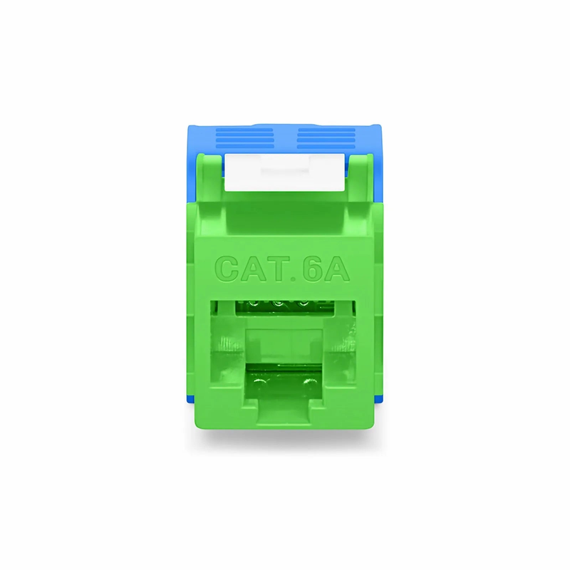 SFPS Cat6a RJ45 (8P8C) Unshielded Toolless Keystone Jack Module, Green (10 pcs/Pack)