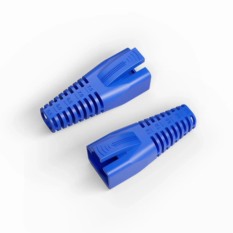 SFPS DIY RJ45 Strain Relief Boots, 5.5-7.5 mm OD for Cat5e/Cat6/Cat6a/Cat7/Cat8 Ethernet Cables, Blue, 50PCS/Pack