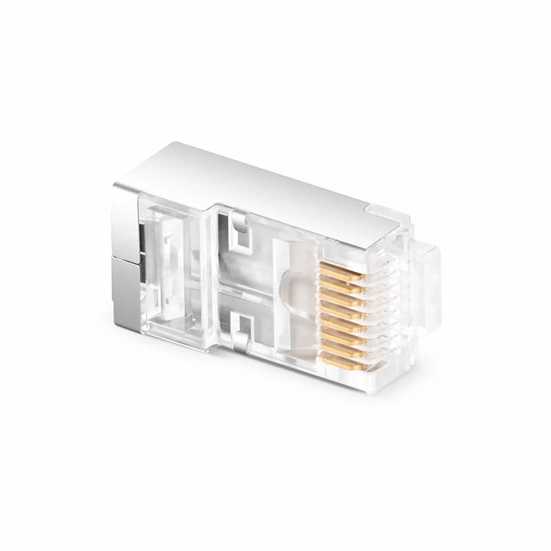 SFPS Cat6 RJ45 Pass Through Modular Plugs, Shielded Network Connectors for 24AWG Twisted Pair Solid or Stranded Cable (50/Pack)