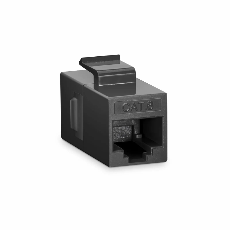 SFPS Cat6 Keystone RJ45 Coupler, Unshielded, Female to Female Insert Inline Coupler - Black (12pcs/Pack)