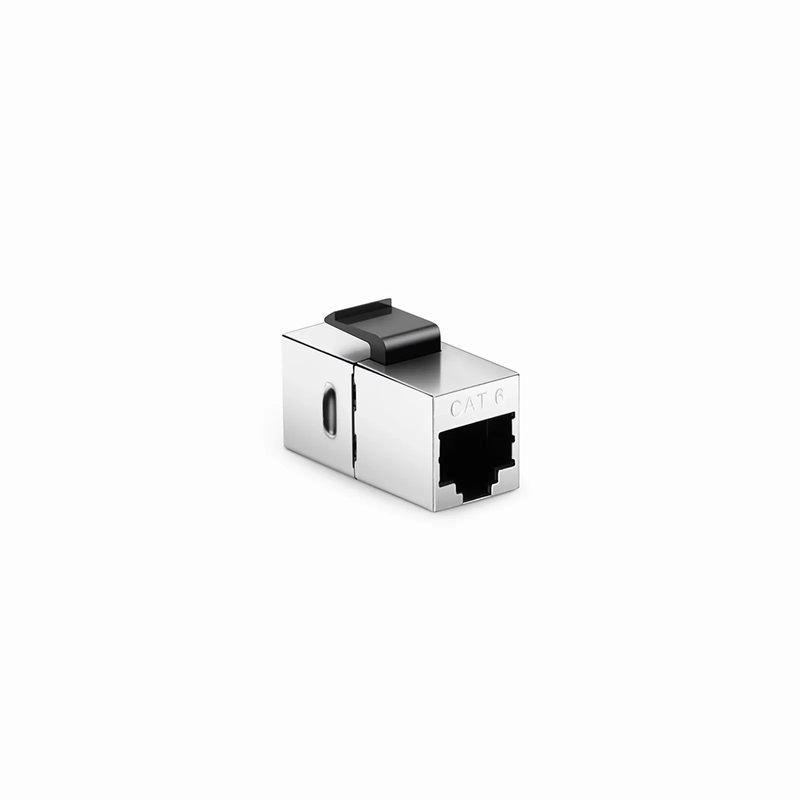 SFPS Cat6 Keystone RJ45 Coupler, Shielded, Silver, 12-Pack