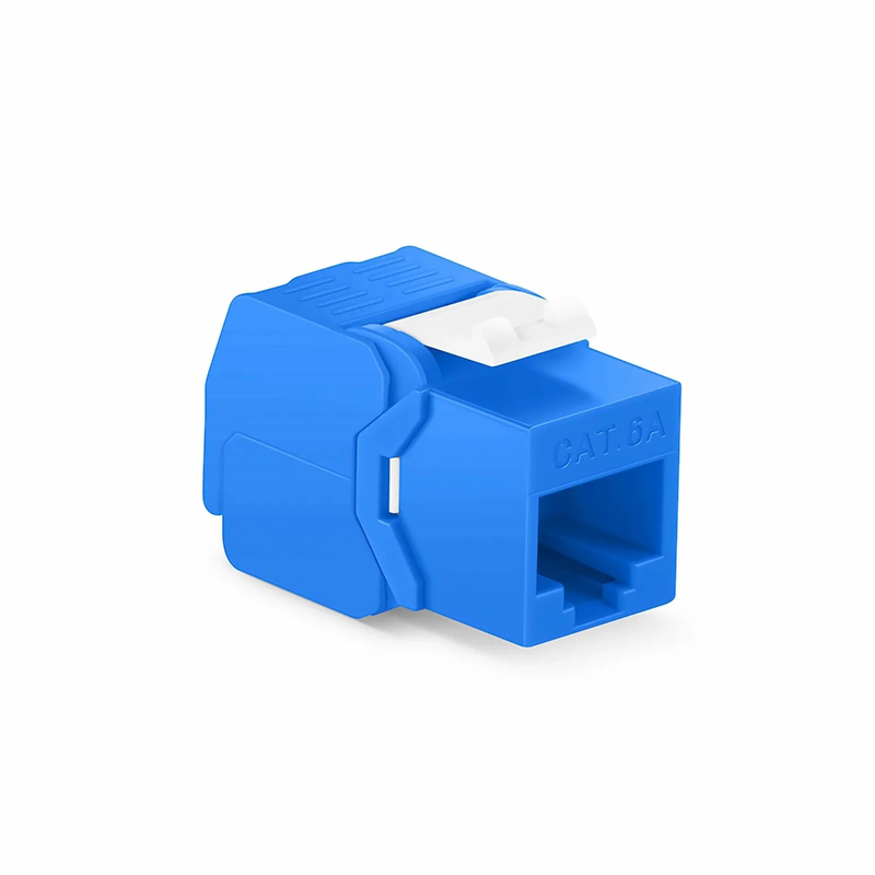 SFPS Cat6a RJ45 (8P8C) Unshielded Toolless Keystone Jack Module, Blue (10 pcs/Pack)