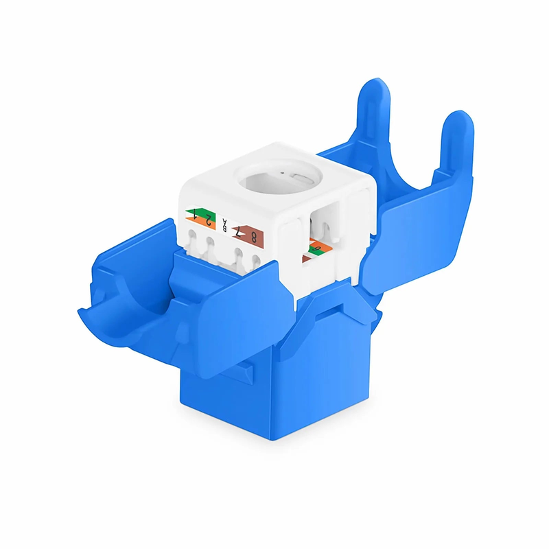 SFPS Cat6a RJ45 (8P8C) Unshielded Toolless Keystone Jack Module, Blue (10 pcs/Pack)