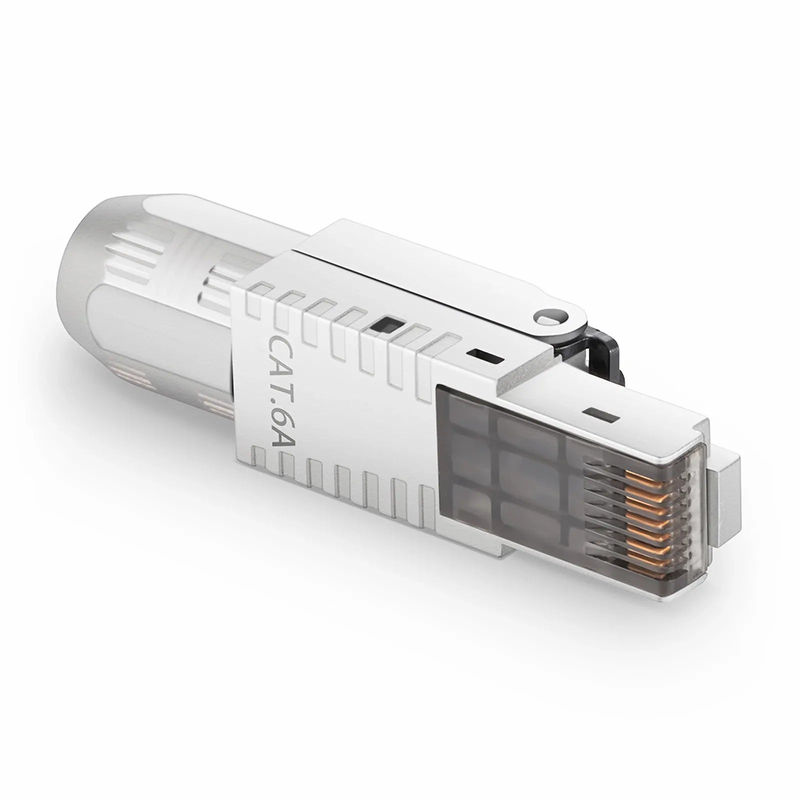 SFPS Cat5e/Cat6/Cat6a RJ45 Tool-Free Modular Plugs, Shielded Network Connectors for 23~26AWG Twisted Pair Solid or Stranded Cable (10/Pack)