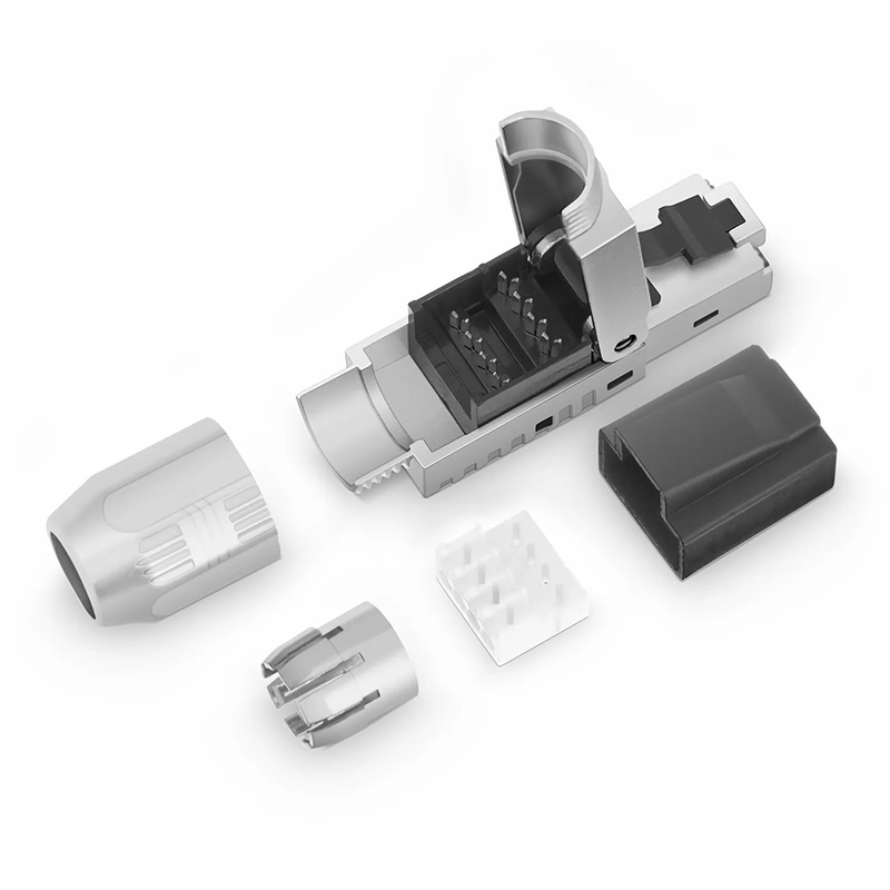 SFPS Cat5e/Cat6/Cat6a RJ45 Tool-Free Modular Plugs, Shielded Network Connectors for 23~26AWG Twisted Pair Solid or Stranded Cable (10/Pack)
