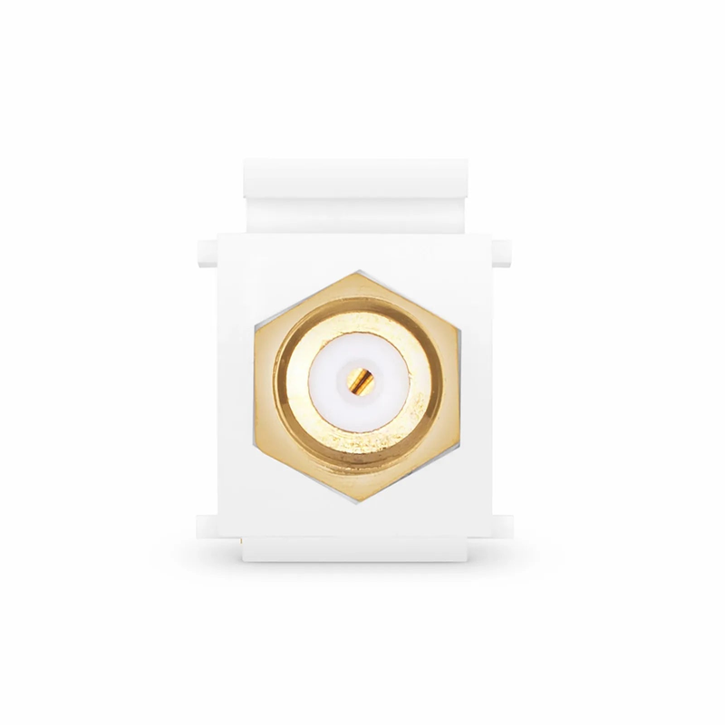 SFPS Feedthrough SyncEase F-Connector, Gold-Plated, White Housing