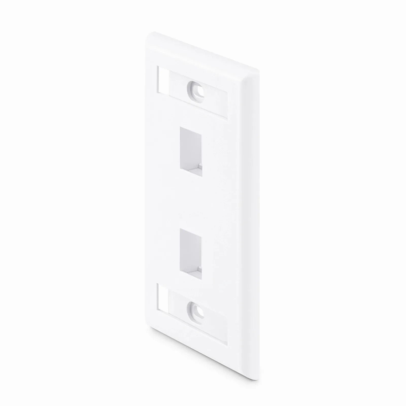 SFPS Single Gang Keystone Faceplate, Label Pockets, 2 Ports, White, 4.49'' x 2.76''