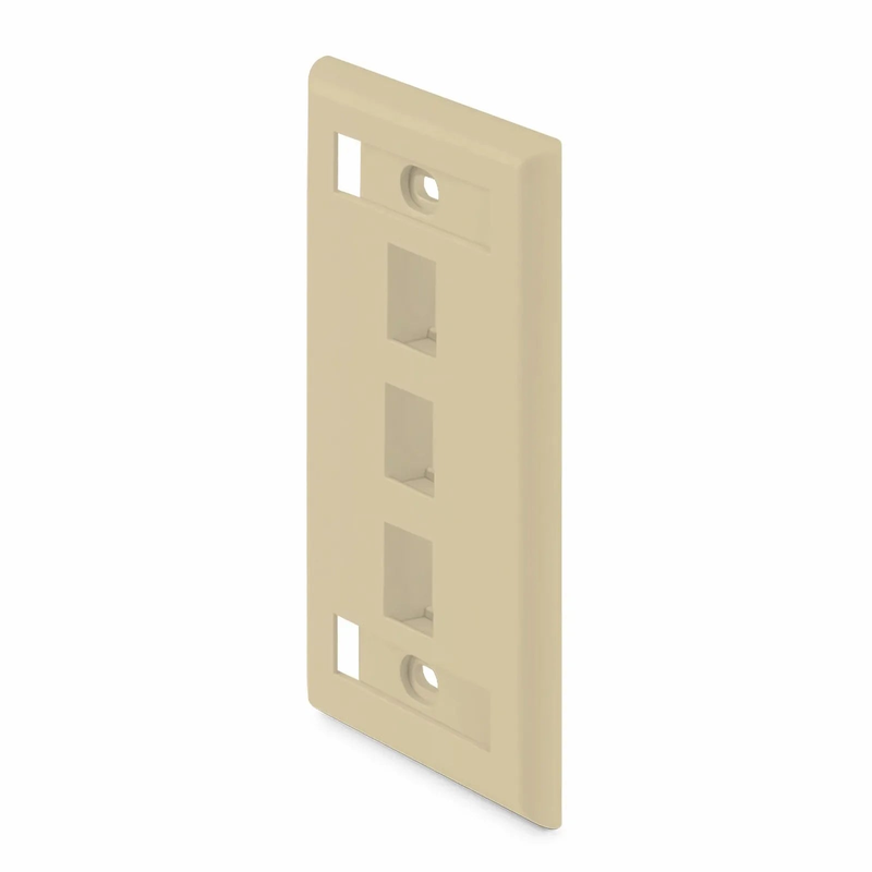 SFPS SyncEase Single Gang Three Port Keystone Faceplate, Label Pockets, Ivory