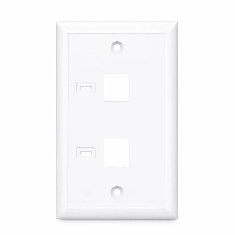 SFPS Single Gang Keystone Faceplate, Computer and Telephone Identification Icons, 2 Ports, White, 4.49'' x 2.76''