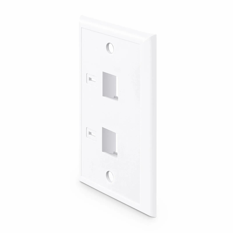 SFPS Single Gang Keystone Faceplate, Computer and Telephone Identification Icons, 2 Ports, White, 4.49'' x 2.76''