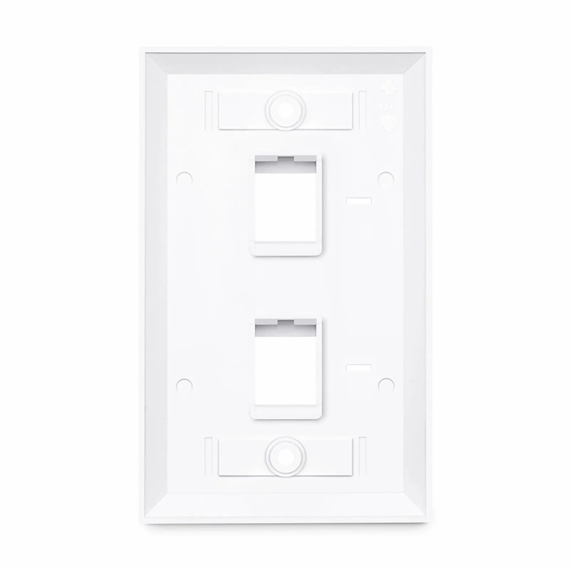 SFPS Single Gang Keystone Faceplate, Computer and Telephone Identification Icons, 2 Ports, White, 4.49'' x 2.76''