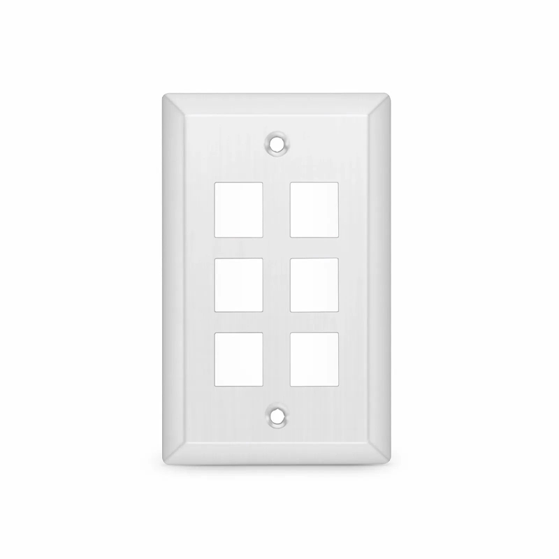 SFPS SyncEase Stainless Steel Six Port Keystone Single Gang Wall Plate