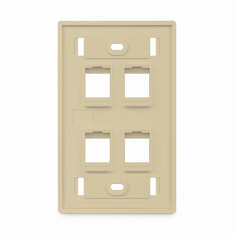 SFPS SyncEase Single Gang Four Port Keystone Faceplate, Label Pockets, Ivory