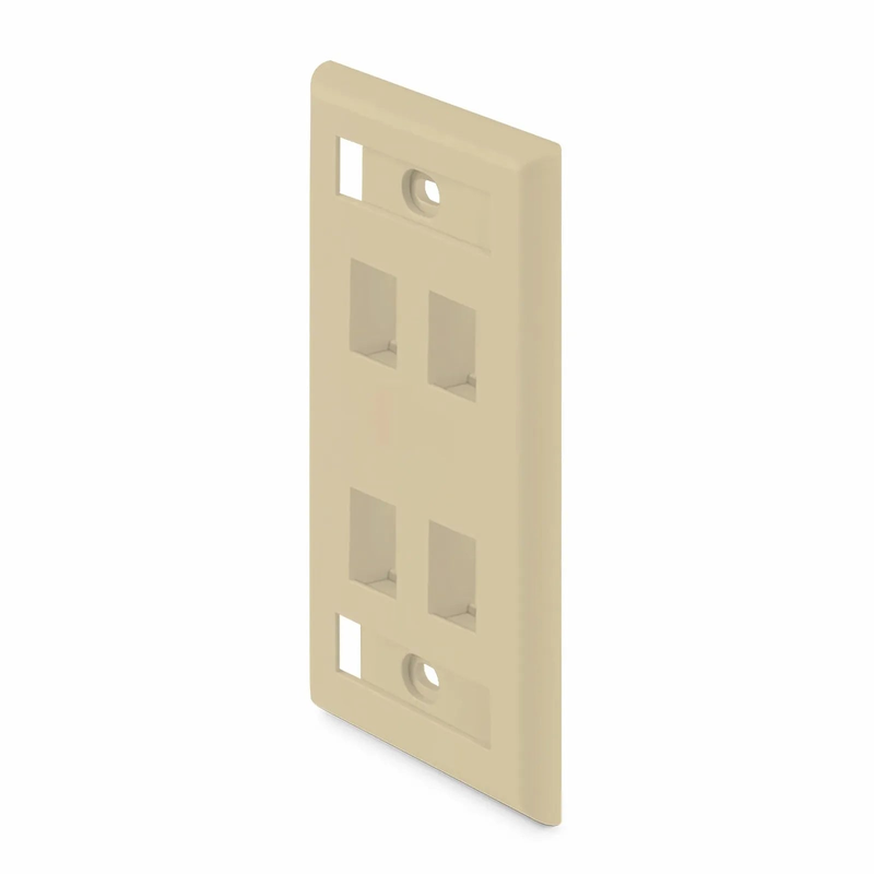 SFPS SyncEase Single Gang Four Port Keystone Faceplate, Label Pockets, Ivory
