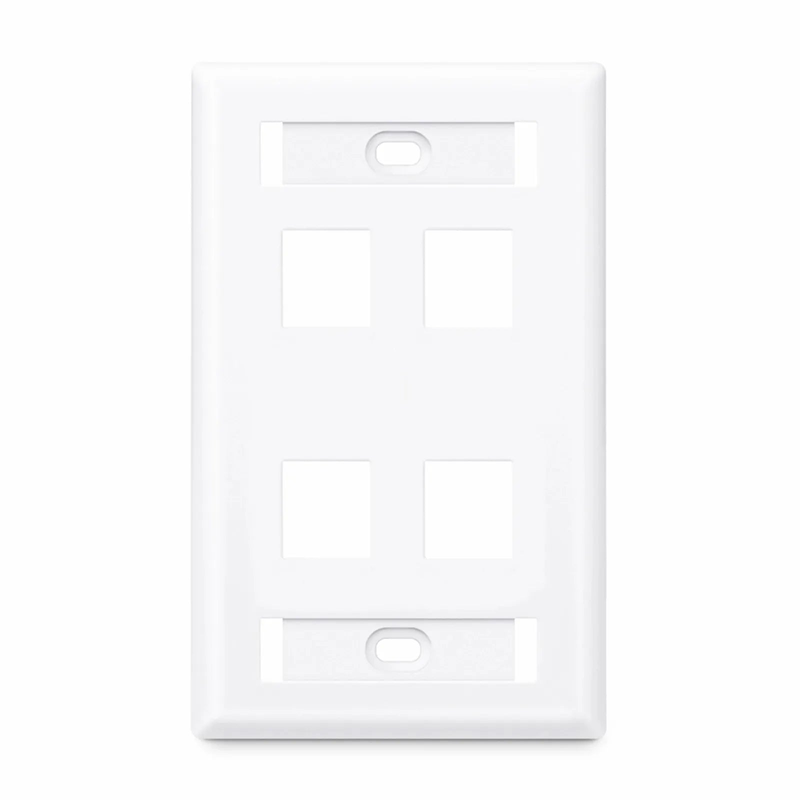 SFPS Single Gang Keystone Faceplate, Label Pockets, 4 Ports, White, 4.49'' x 2.76''