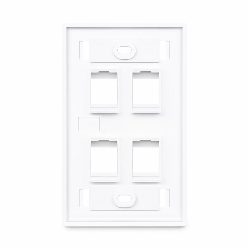 SFPS Single Gang Keystone Faceplate, Label Pockets, 4 Ports, White, 4.49'' x 2.76''