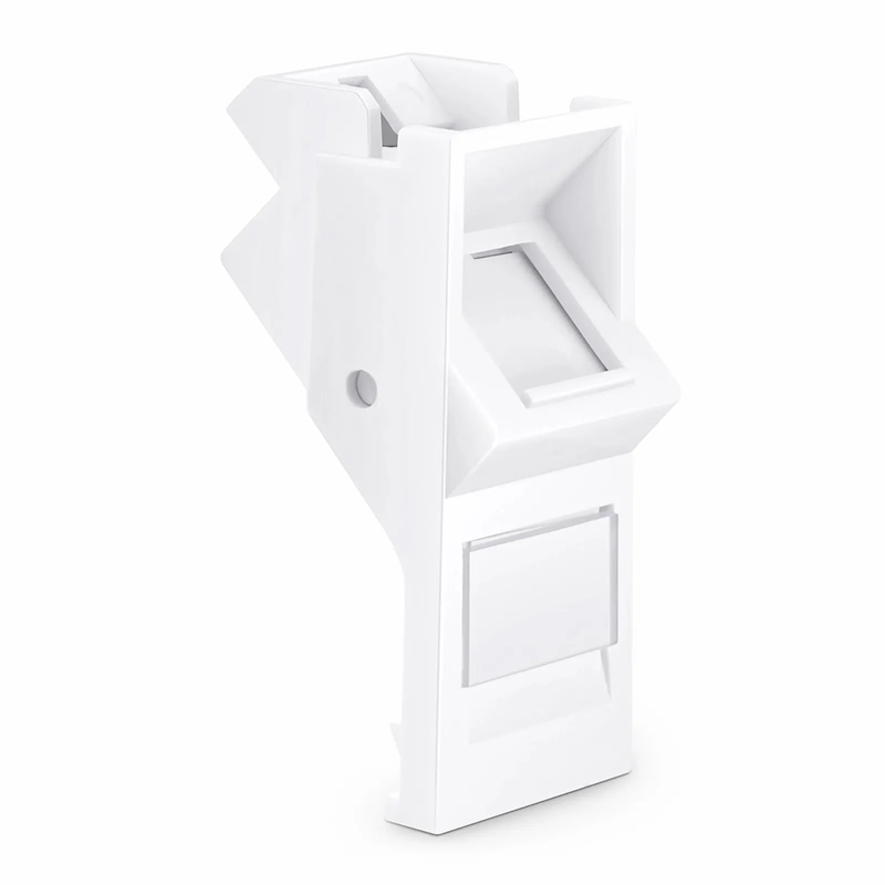 SFPS British-Style Shuttered Faceplate Frame Insert, Label Pockets, Unloaded, Angled, 1 Port, White, 1.97'' x 0.98''