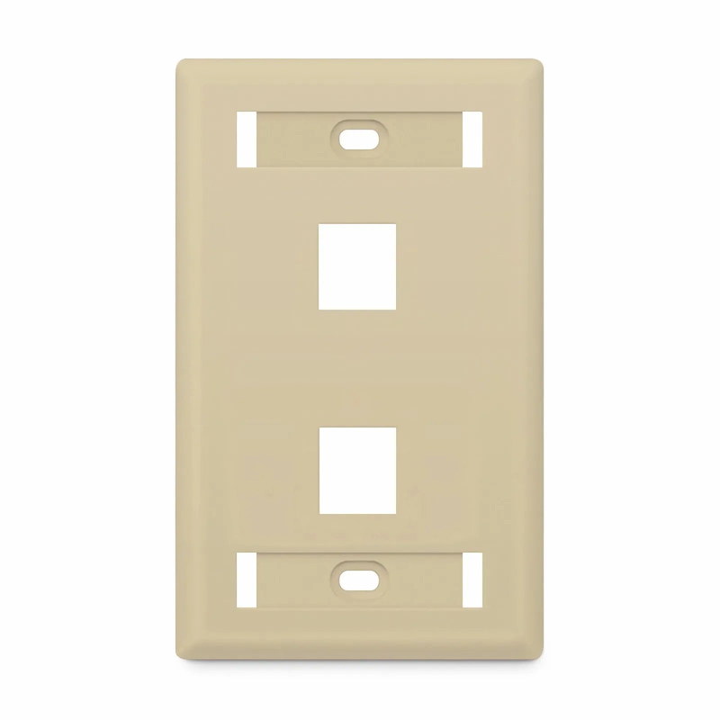 SFPS SyncEase Single Gang Two Port Keystone Faceplate, Label Pockets, Ivory