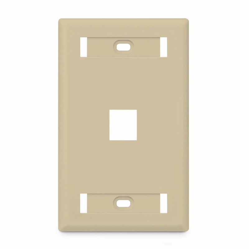 SFPS SyncEase Single Gang One Port Keystone Faceplate, Label Pockets, Ivory